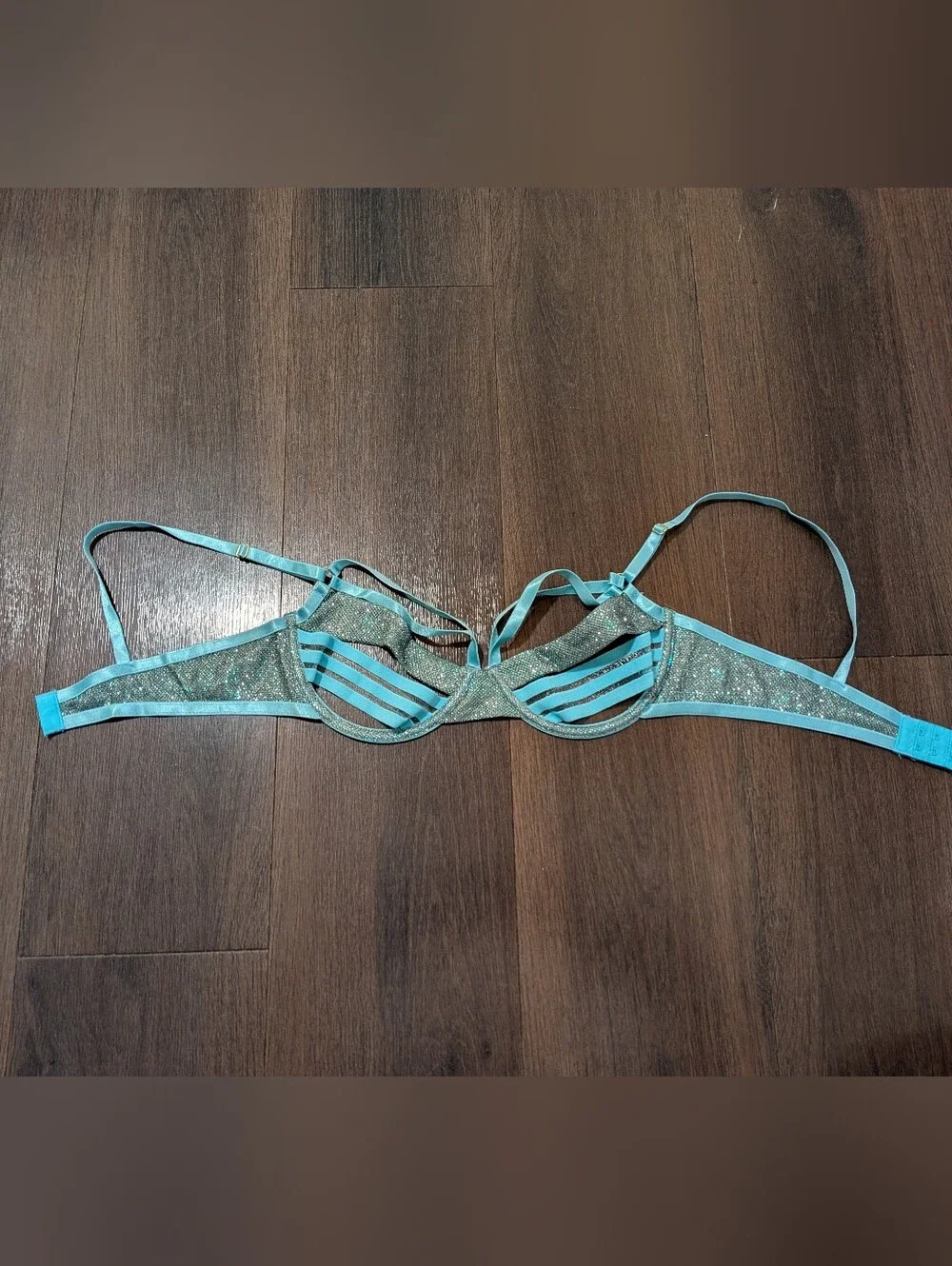 Roma Confidential sz. S teal strappy glitter bra